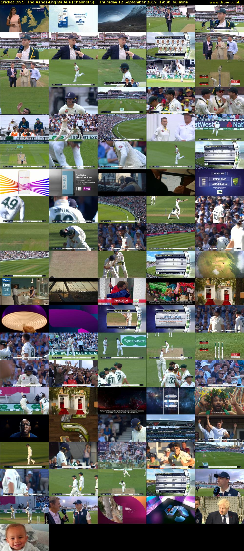 Cricket On 5: The Ashes-Eng Vs Aus (Channel 5) Thursday 12 September 2019 19:00 - 20:00