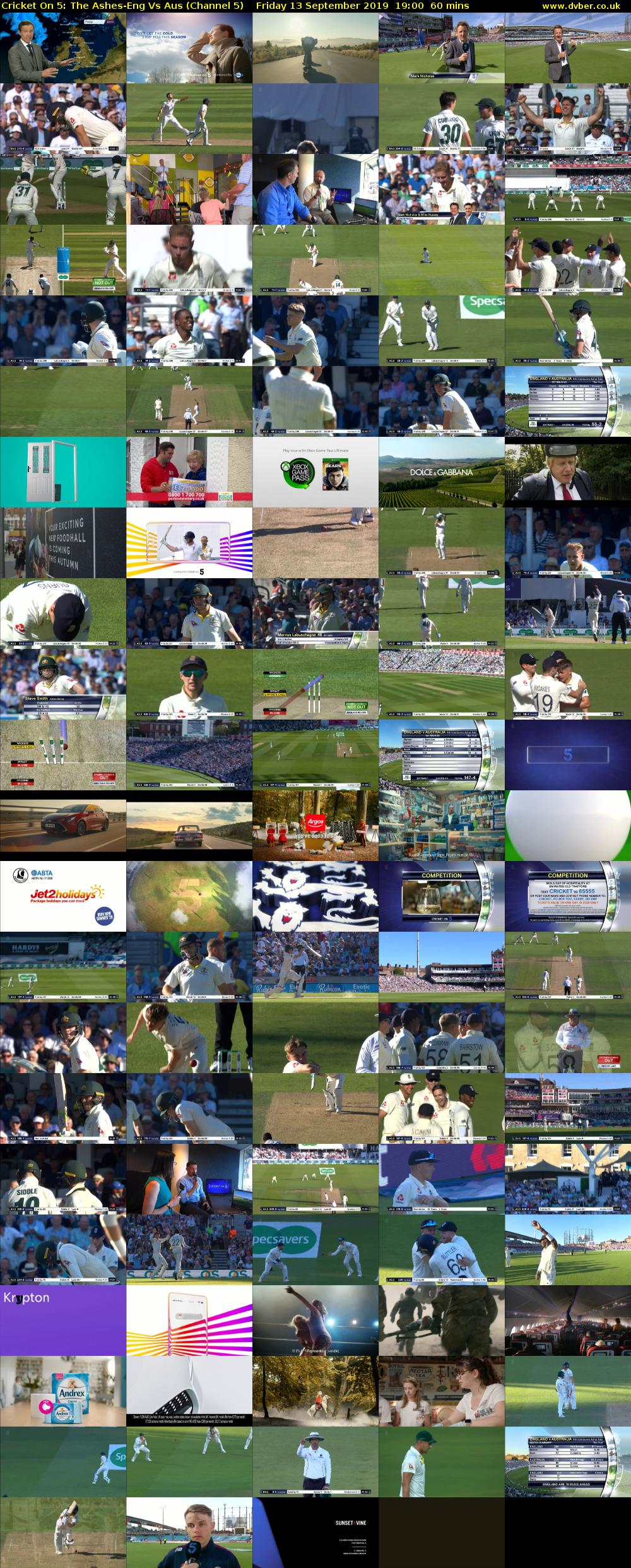 Cricket On 5: The Ashes-Eng Vs Aus (Channel 5) Friday 13 September 2019 19:00 - 20:00