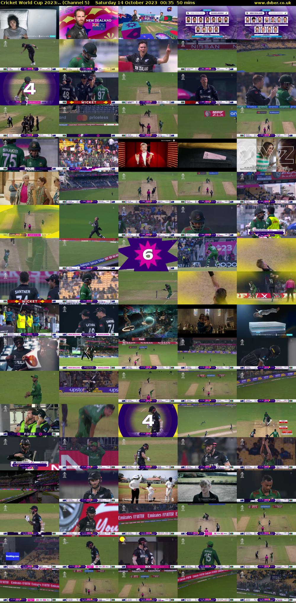 Cricket World Cup 2023:.. (Channel 5) Saturday 14 October 2023 00:35 - 01:25