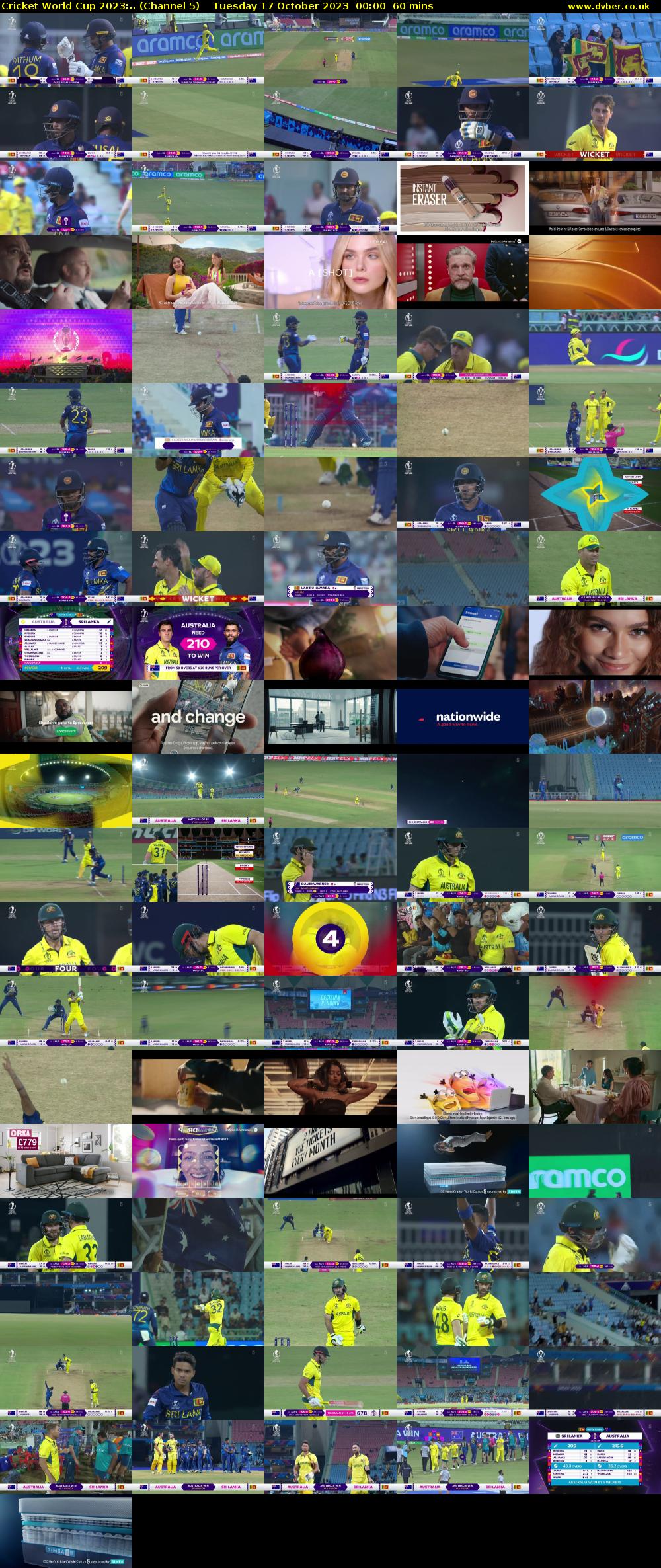 Cricket World Cup 2023:.. (Channel 5) Tuesday 17 October 2023 00:00 - 01:00