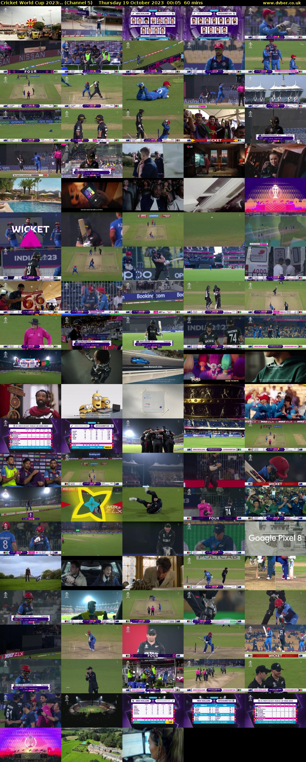 Cricket World Cup 2023:.. (Channel 5) Thursday 19 October 2023 00:05 - 01:05