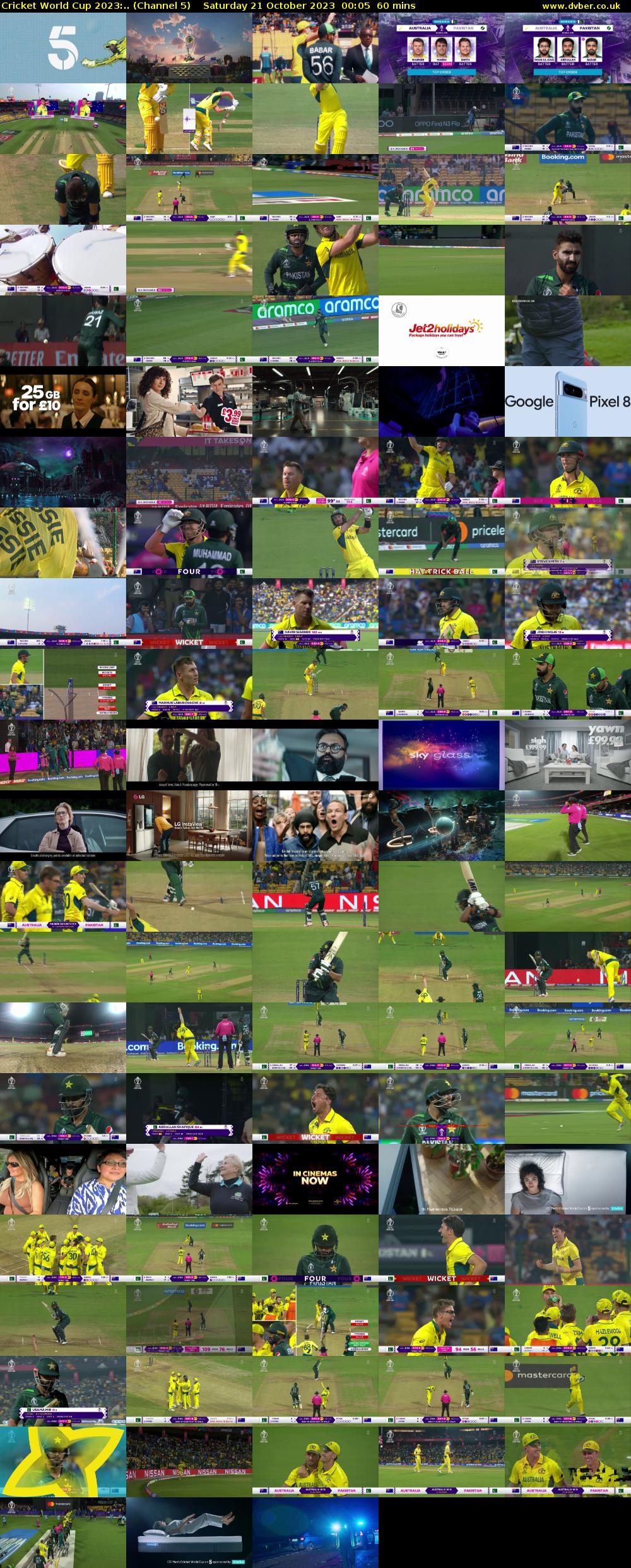 Cricket World Cup 2023:.. (Channel 5) Saturday 21 October 2023 00:05 - 01:05