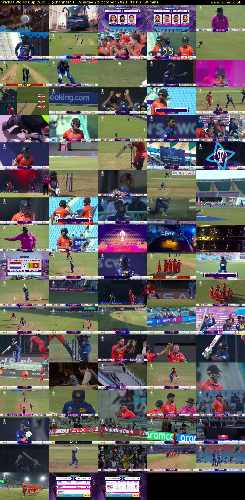 Cricket World Cup 2023:.. (Channel 5) Sunday 22 October 2023 01:00 - 01:50