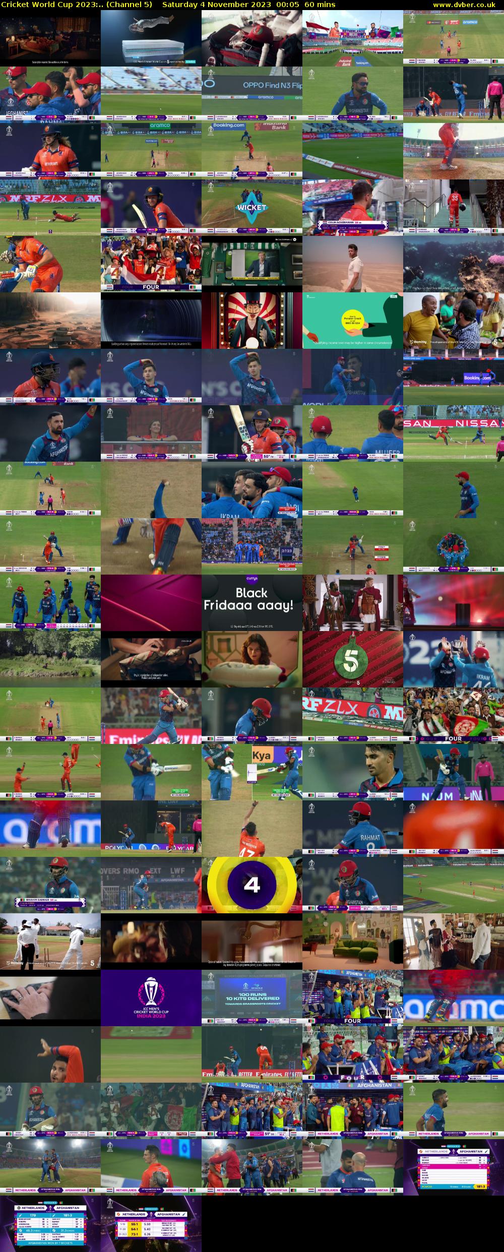 Cricket World Cup 2023:.. (Channel 5) Saturday 4 November 2023 00:05 - 01:05