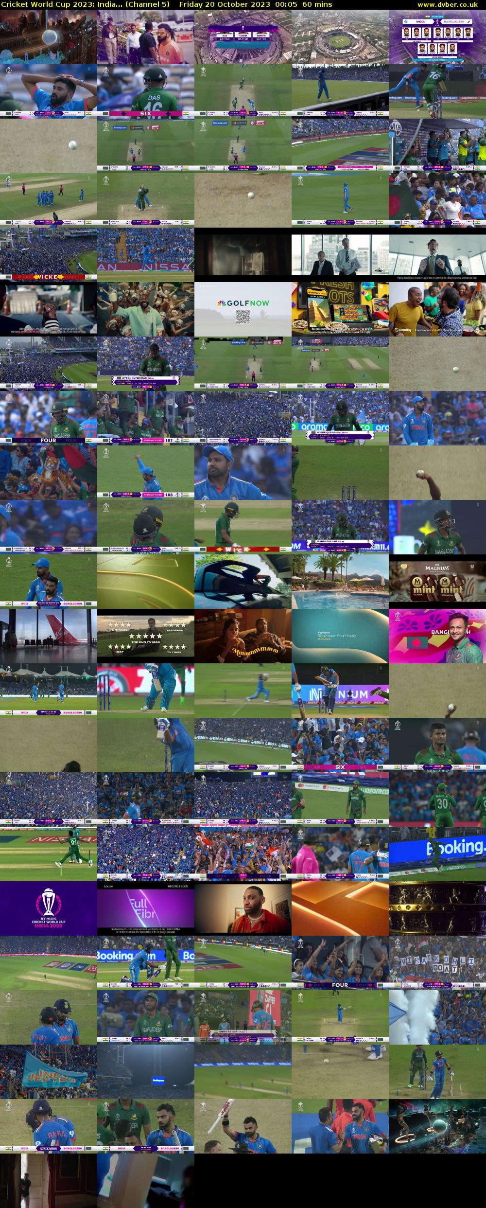 Cricket World Cup 2023: India... (Channel 5) Friday 20 October 2023 00:05 - 01:05