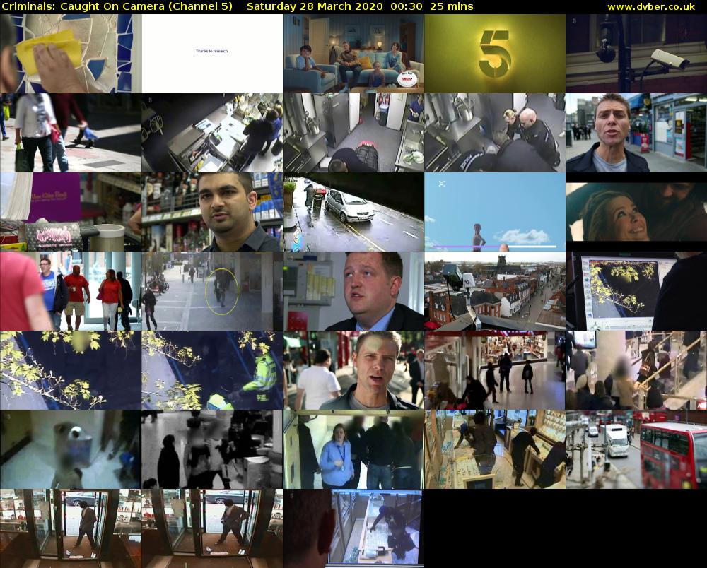 Criminals: Caught On Camera (Channel 5) Saturday 28 March 2020 00:30 - 00:55