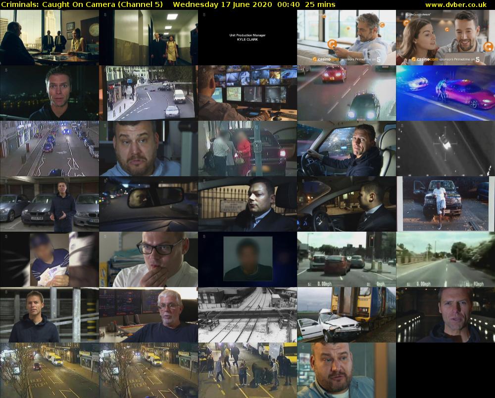 Criminals: Caught On Camera (Channel 5) Wednesday 17 June 2020 00:40 - 01:05
