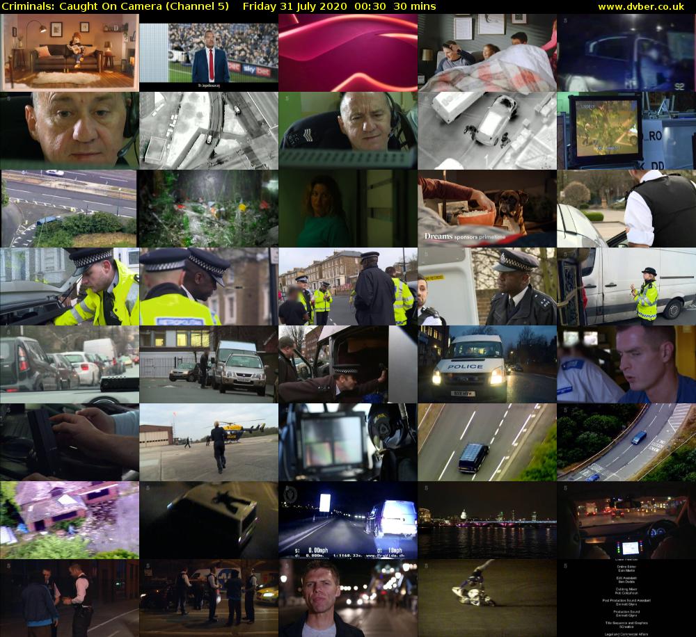 Criminals: Caught On Camera (Channel 5) Friday 31 July 2020 00:30 - 01:00