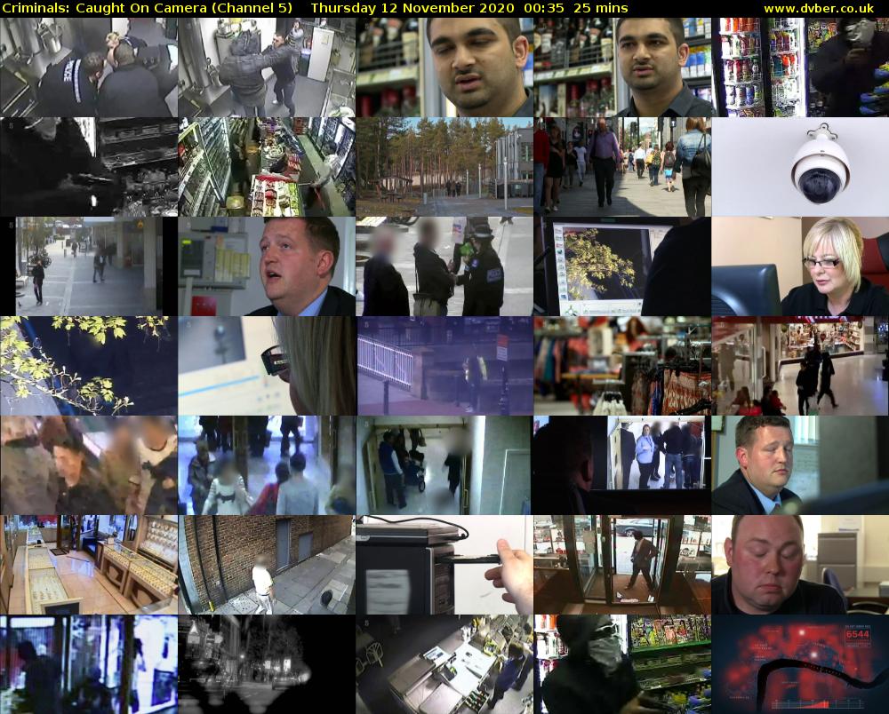 Criminals: Caught On Camera (Channel 5) Thursday 12 November 2020 00:35 - 01:00