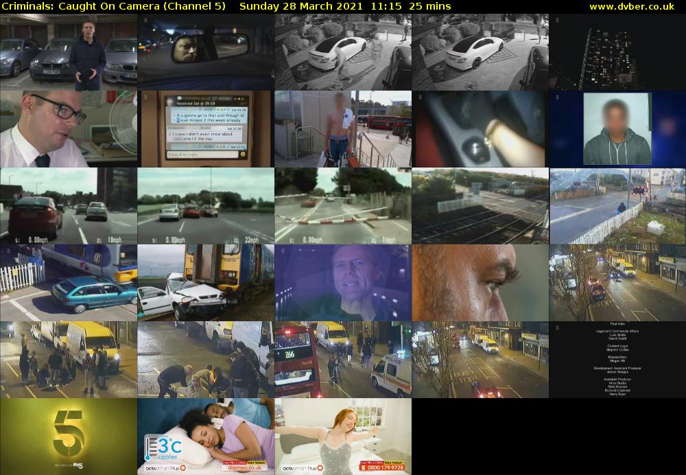 Criminals: Caught On Camera (Channel 5) Sunday 28 March 2021 11:15 - 11:40