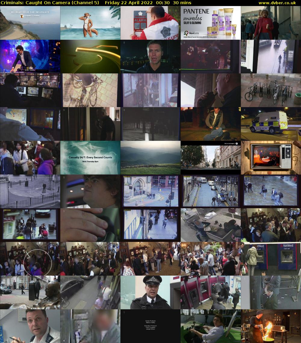 Criminals: Caught On Camera (Channel 5) Friday 22 April 2022 00:30 - 01:00