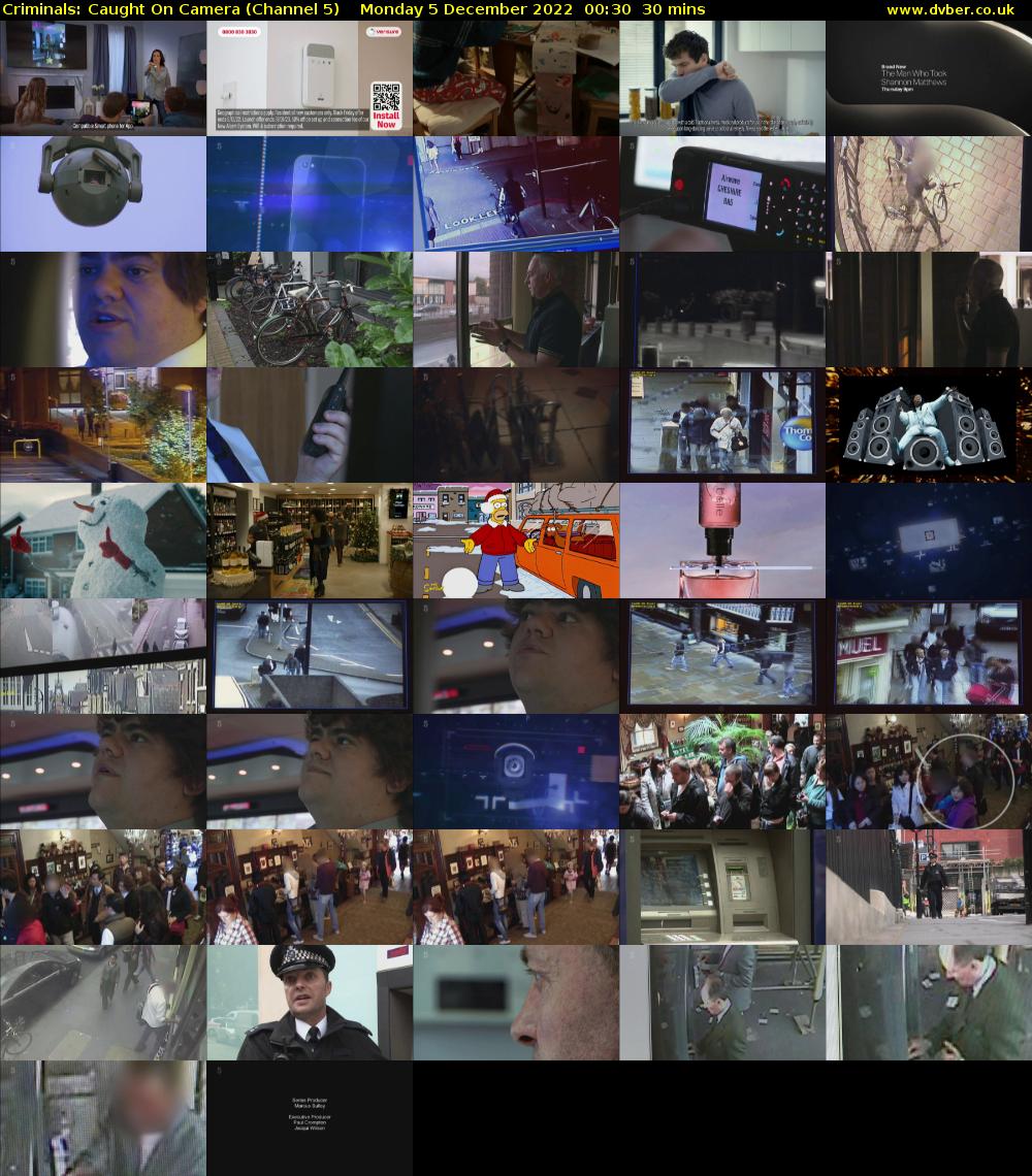 Criminals: Caught On Camera (Channel 5) Monday 5 December 2022 00:30 - 01:00