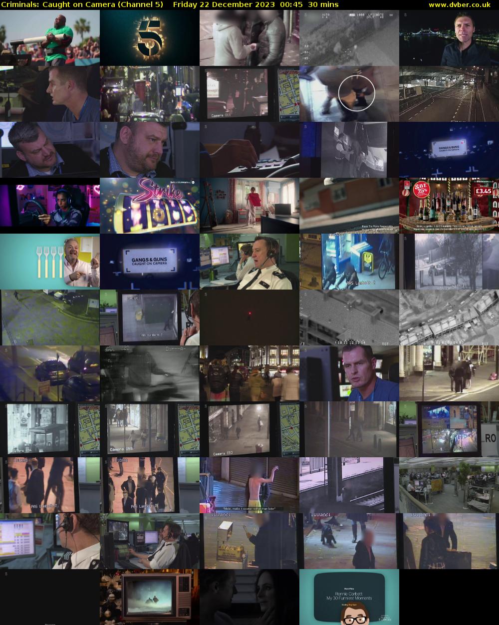 Criminals: Caught on Camera (Channel 5) Friday 22 December 2023 00:45 - 01:15
