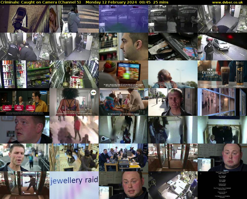 Criminals: Caught on Camera (Channel 5) Monday 12 February 2024 00:45 - 01:10