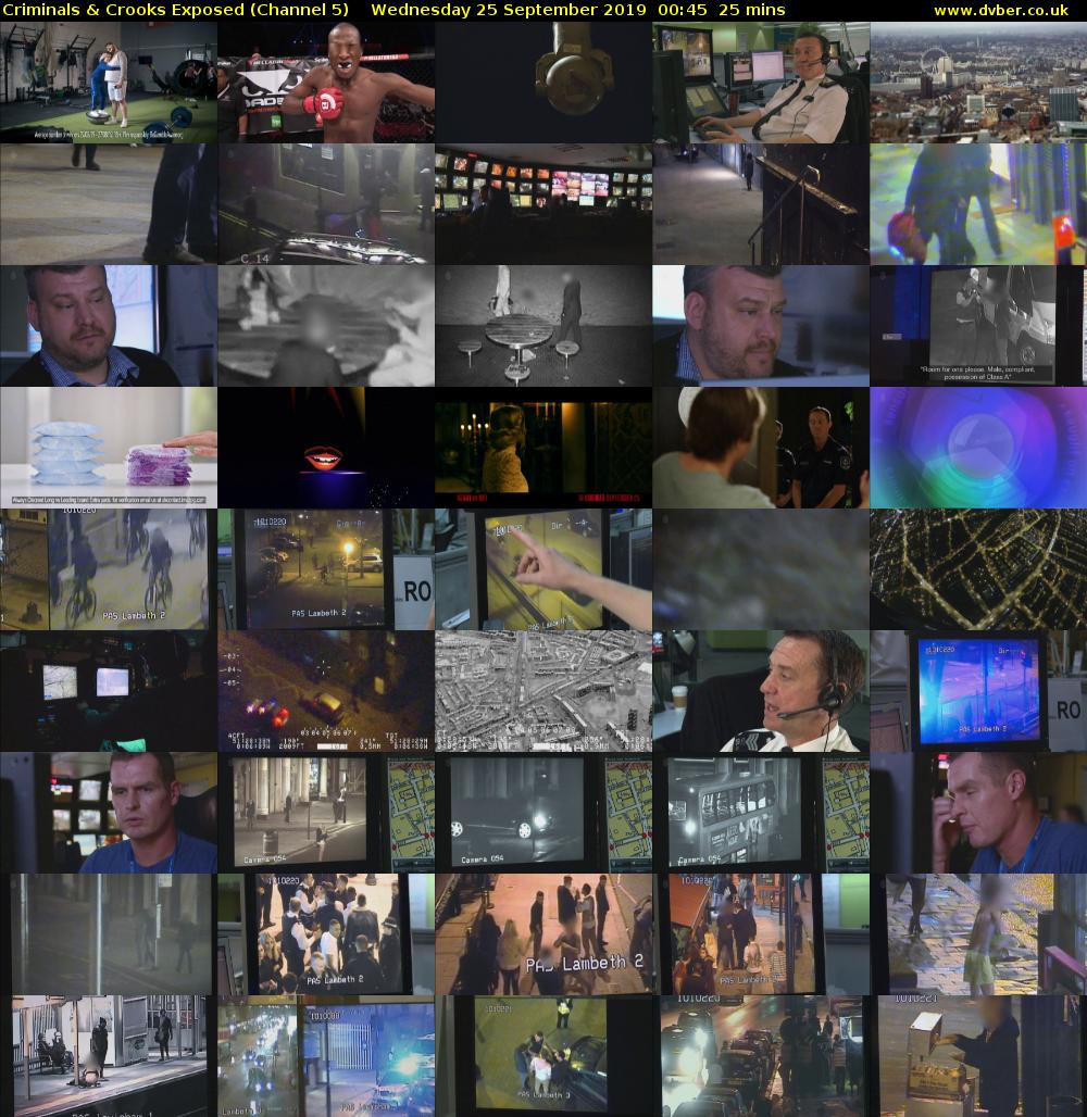 Criminals & Crooks Exposed (Channel 5) Wednesday 25 September 2019 00:45 - 01:10