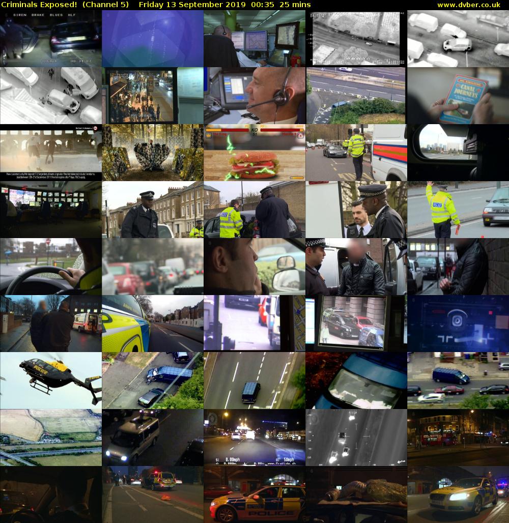Criminals Exposed!  (Channel 5) Friday 13 September 2019 00:35 - 01:00