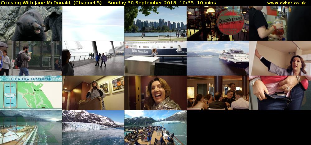 Cruising With Jane McDonald  (Channel 5) Sunday 30 September 2018 10:35 - 10:45