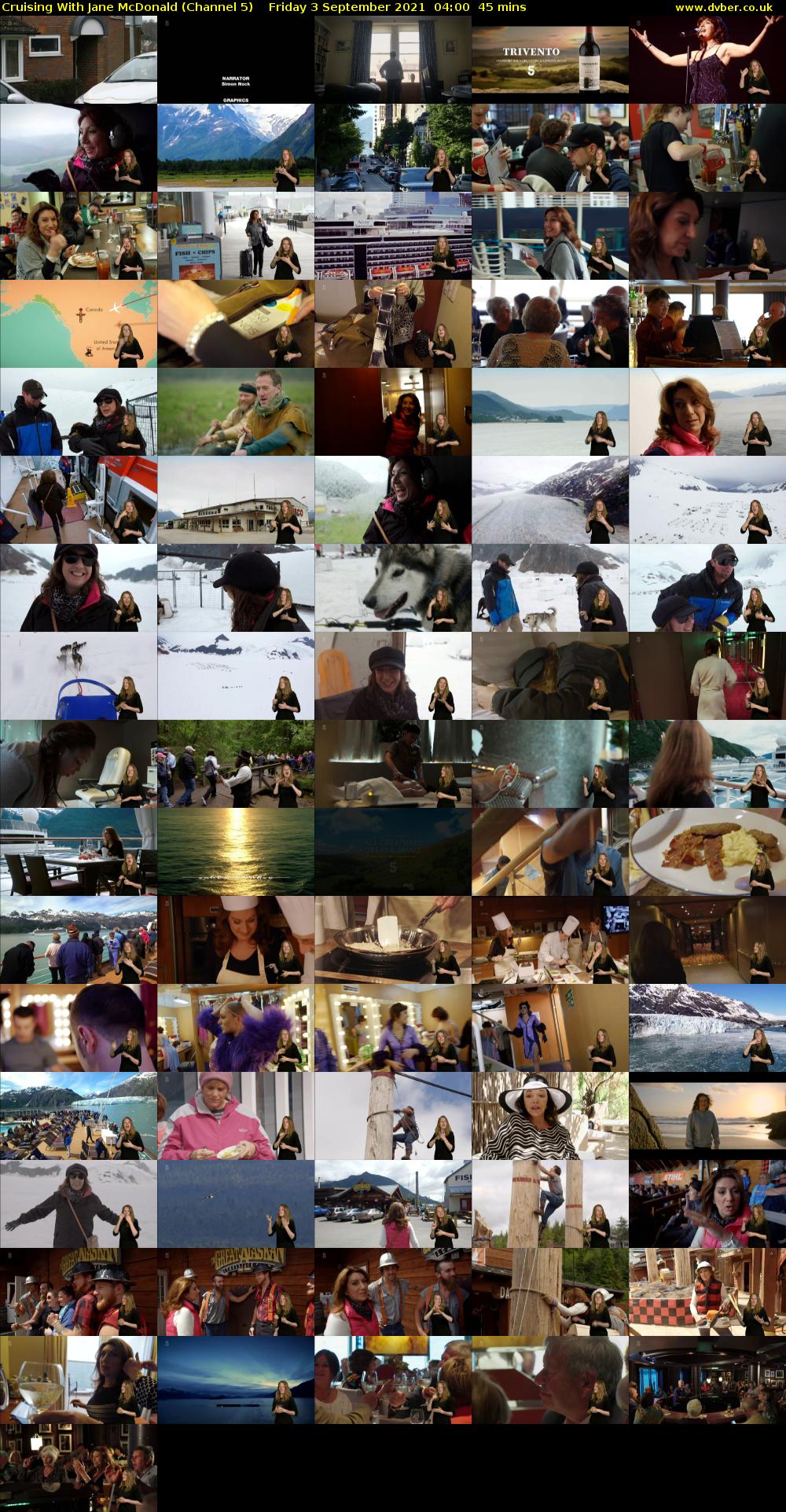 Cruising With Jane McDonald (Channel 5) Friday 3 September 2021 04:00 - 04:45
