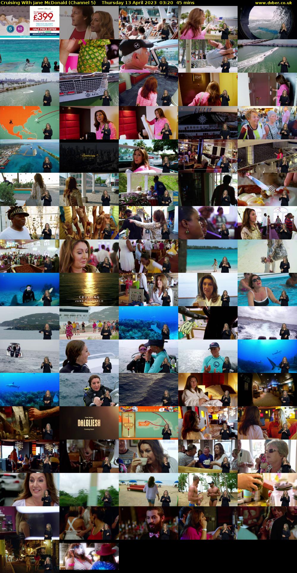 Cruising With Jane McDonald (Channel 5) Thursday 13 April 2023 03:20 - 04:05