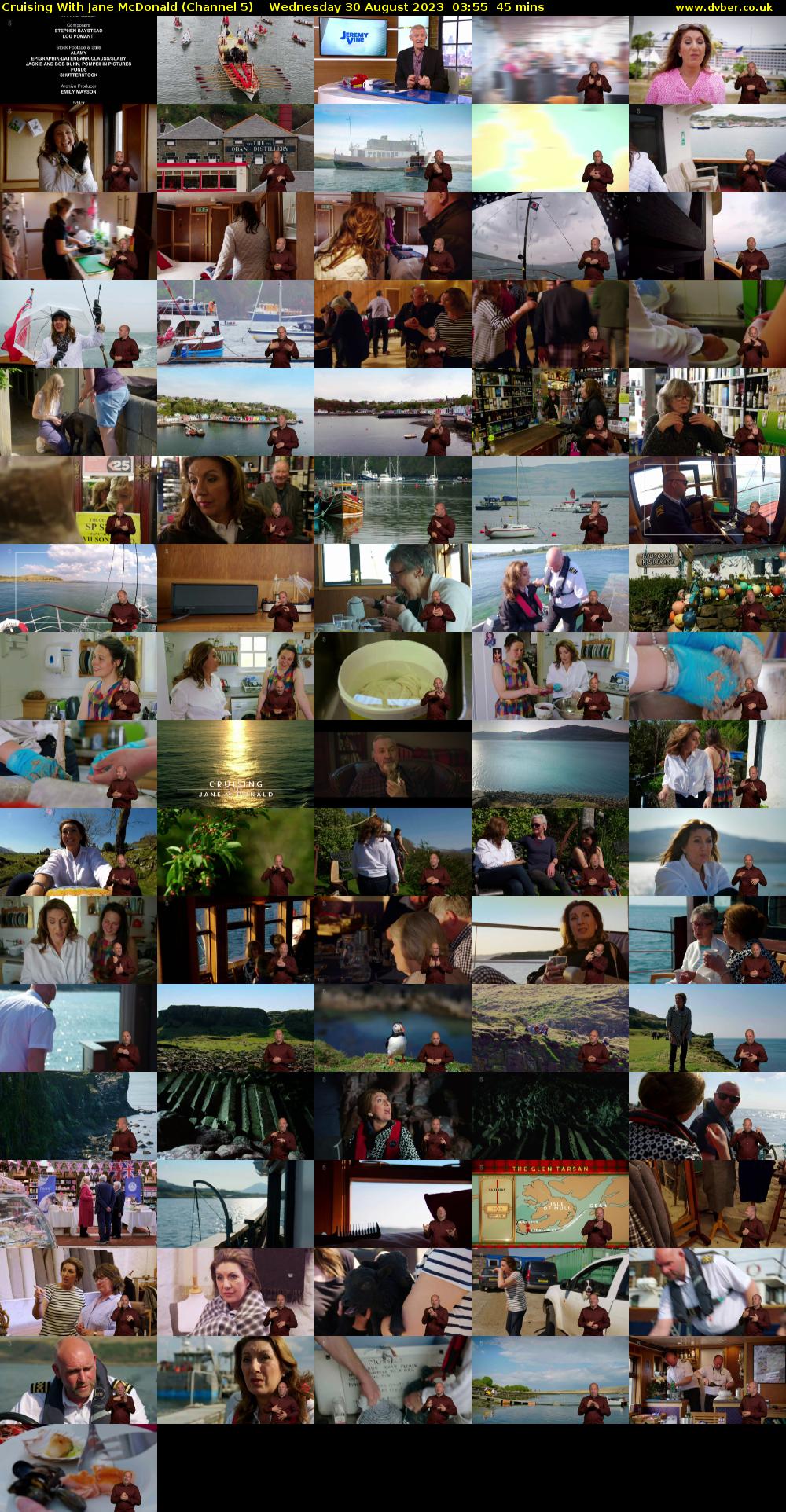 Cruising With Jane McDonald (Channel 5) Wednesday 30 August 2023 03:55 - 04:40