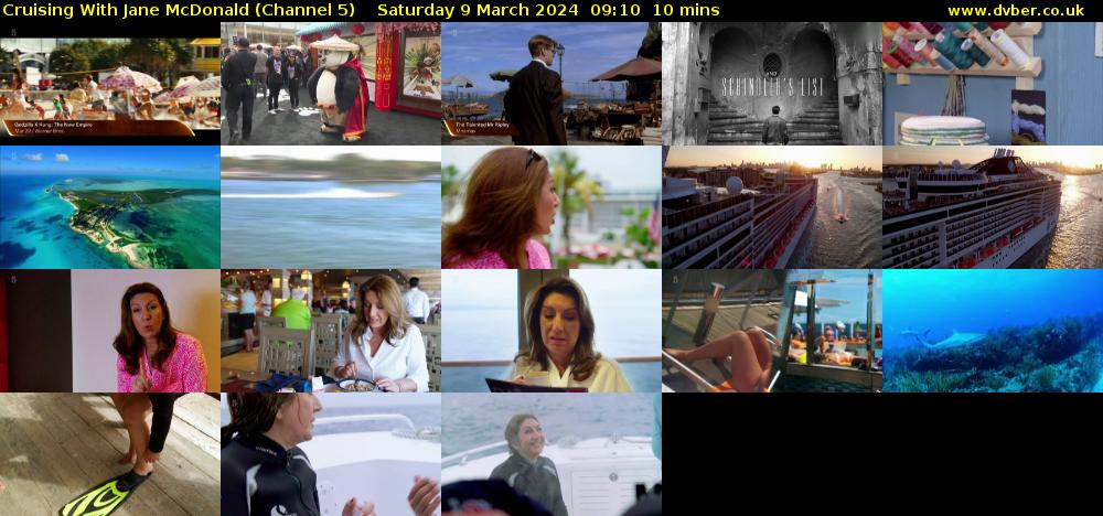 Cruising With Jane McDonald (Channel 5) Saturday 9 March 2024 09:10 - 09:20