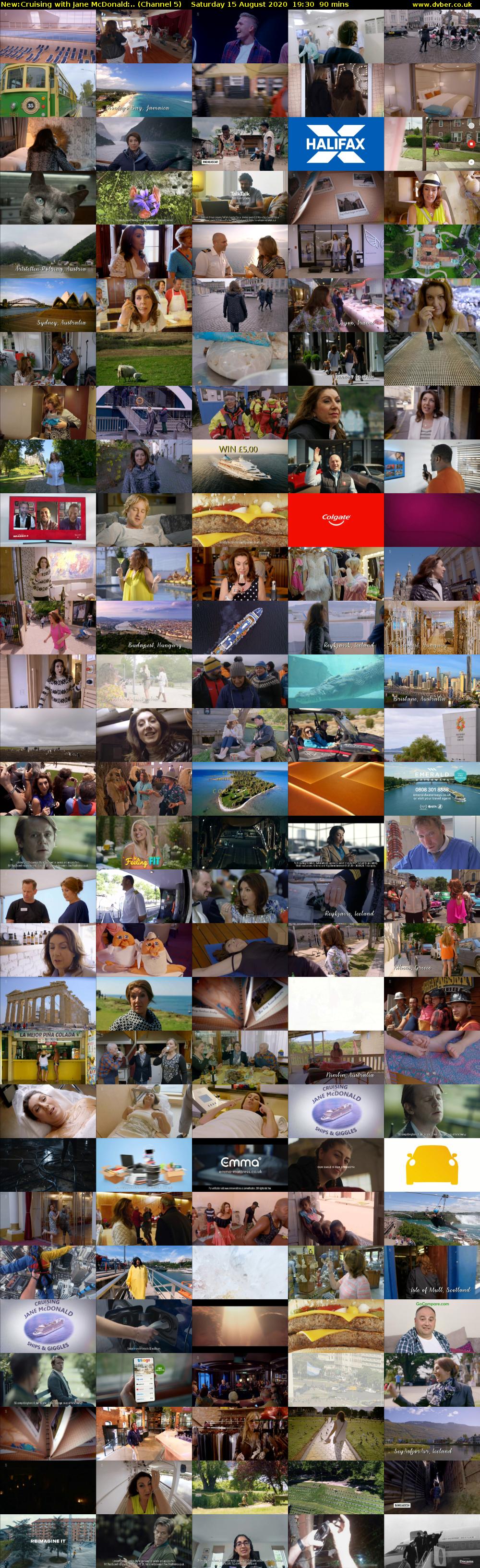 Cruising with Jane McDonald:.. (Channel 5) Saturday 15 August 2020 19:30 - 21:00