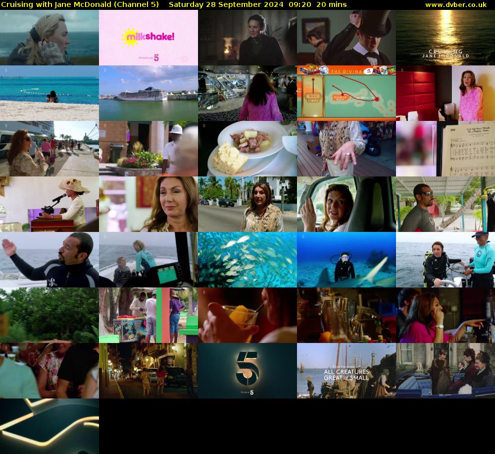 Cruising with Jane McDonald (Channel 5) Saturday 28 September 2024 09:20 - 09:40