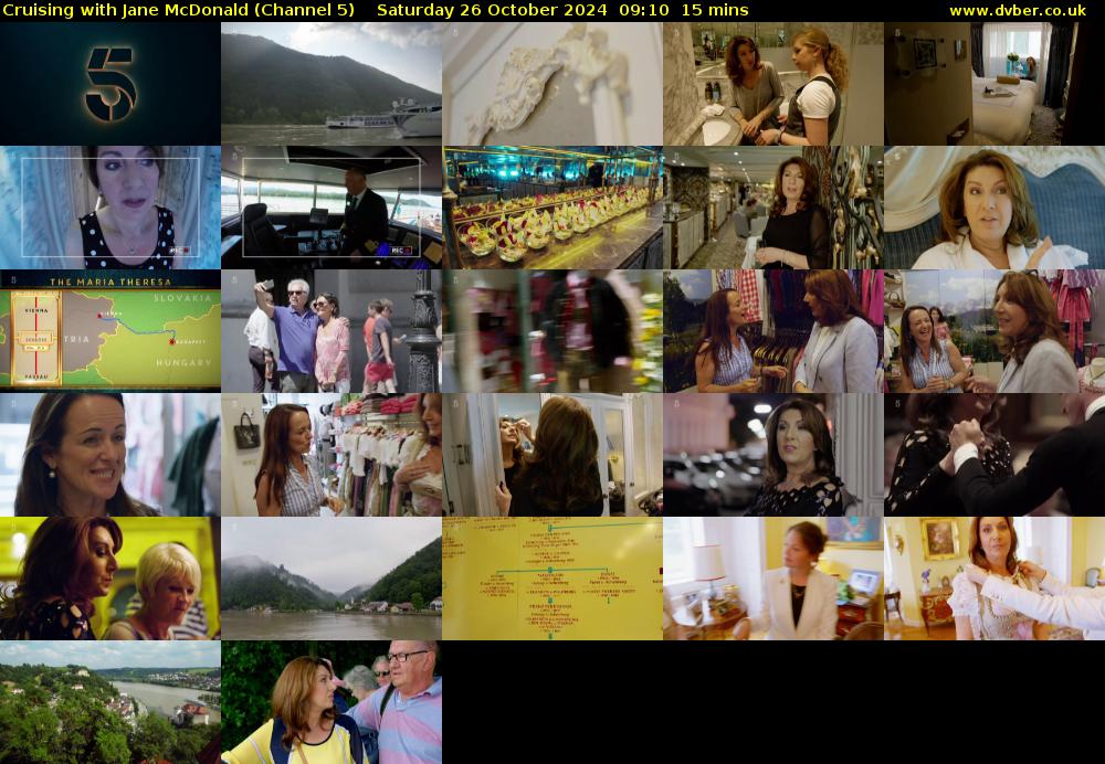 Cruising with Jane McDonald (Channel 5) Saturday 26 October 2024 09:10 - 09:25