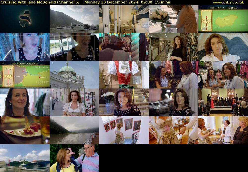Cruising with Jane McDonald (Channel 5) Monday 30 December 2024 09:30 - 09:45