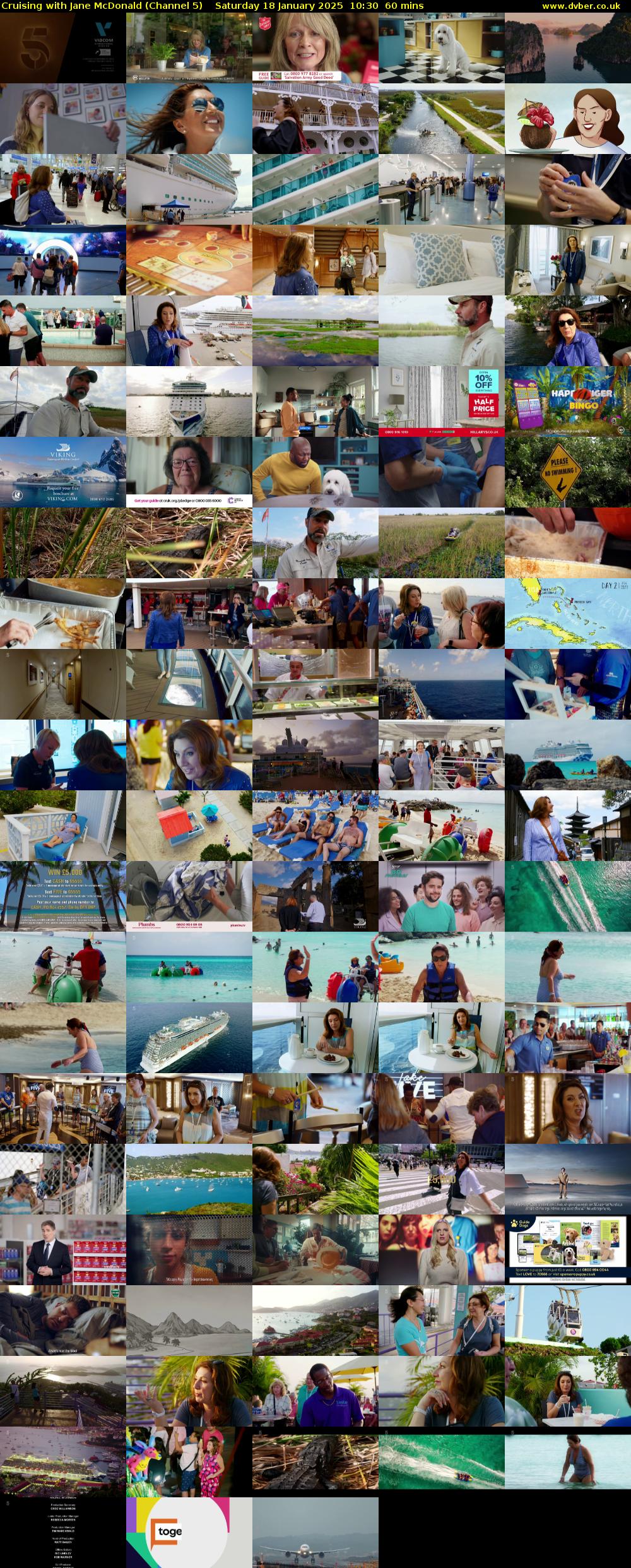 Cruising with Jane McDonald (Channel 5) Saturday 18 January 2025 10:30 - 11:30