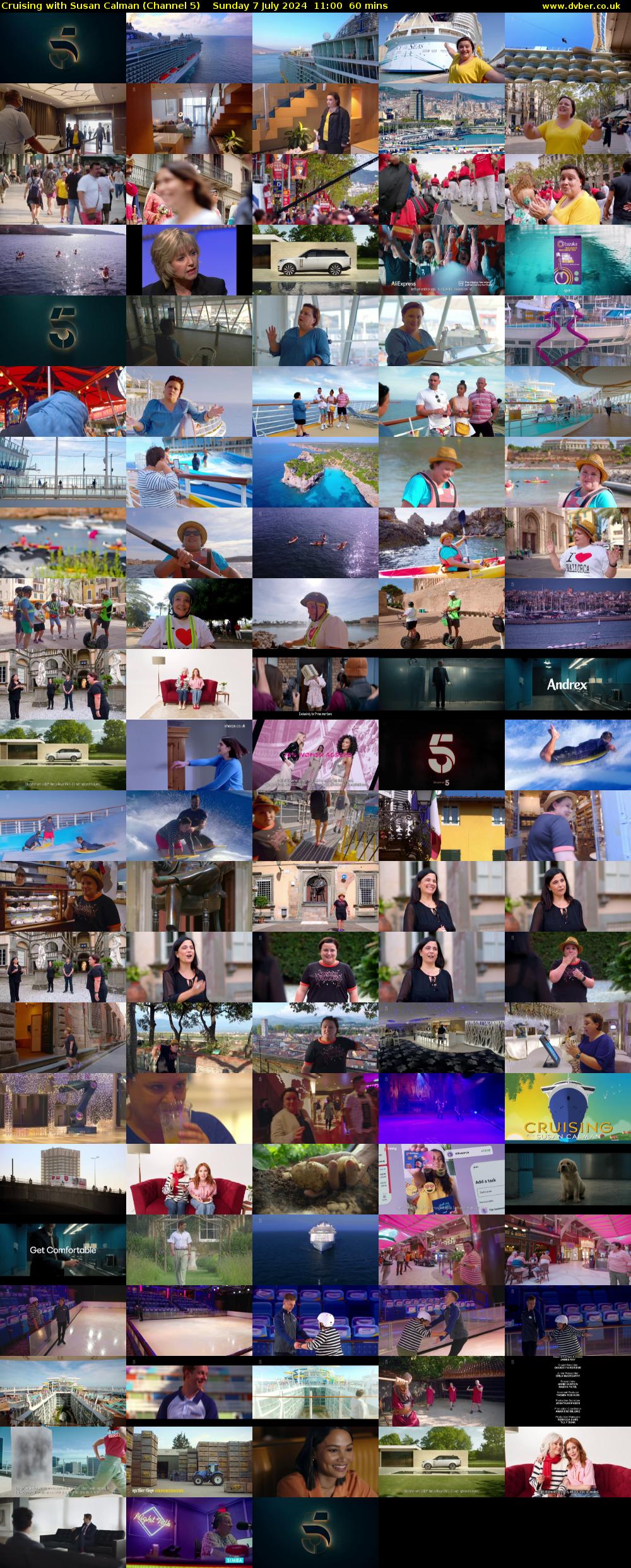 Cruising with Susan Calman (Channel 5) Sunday 7 July 2024 11:00 - 12:00