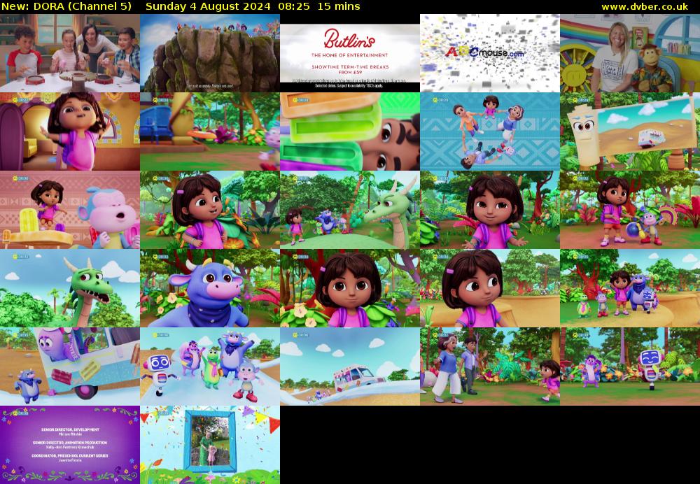DORA (Channel 5) Sunday 4 August 2024 08:25 - 08:40