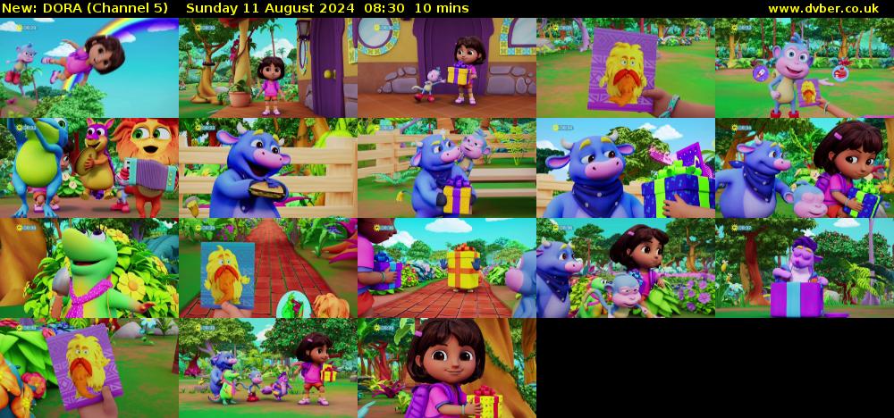 DORA (Channel 5) Sunday 11 August 2024 08:30 - 08:40