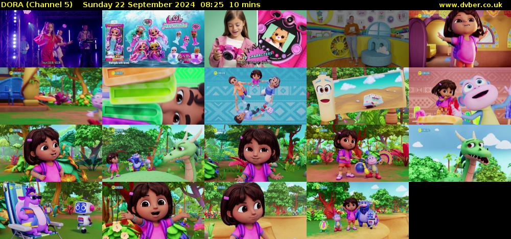 DORA (Channel 5) Sunday 22 September 2024 08:25 - 08:35