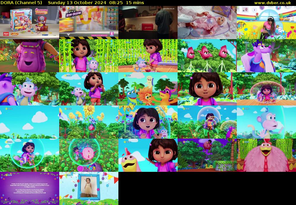 DORA (Channel 5) Sunday 13 October 2024 08:25 - 08:40