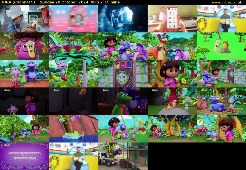 DORA (Channel 5) Sunday 20 October 2024 08:25 - 08:40