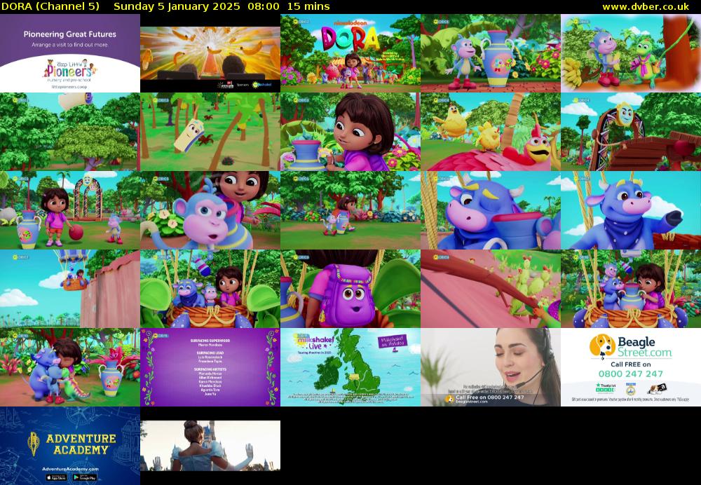 DORA (Channel 5) Sunday 5 January 2025 08:00 - 08:15
