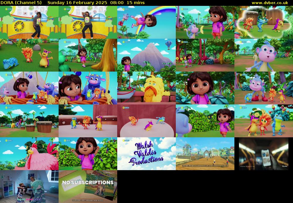 DORA (Channel 5) Sunday 16 February 2025 08:00 - 08:15