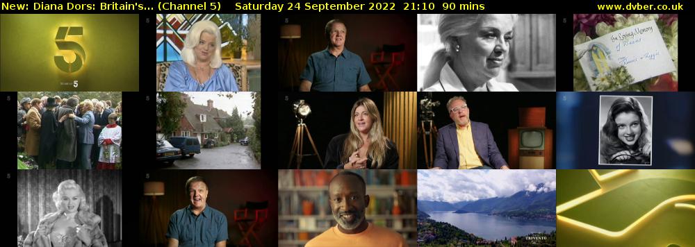 Diana Dors: Britain's... (Channel 5) Saturday 24 September 2022 21:10 - 22:40