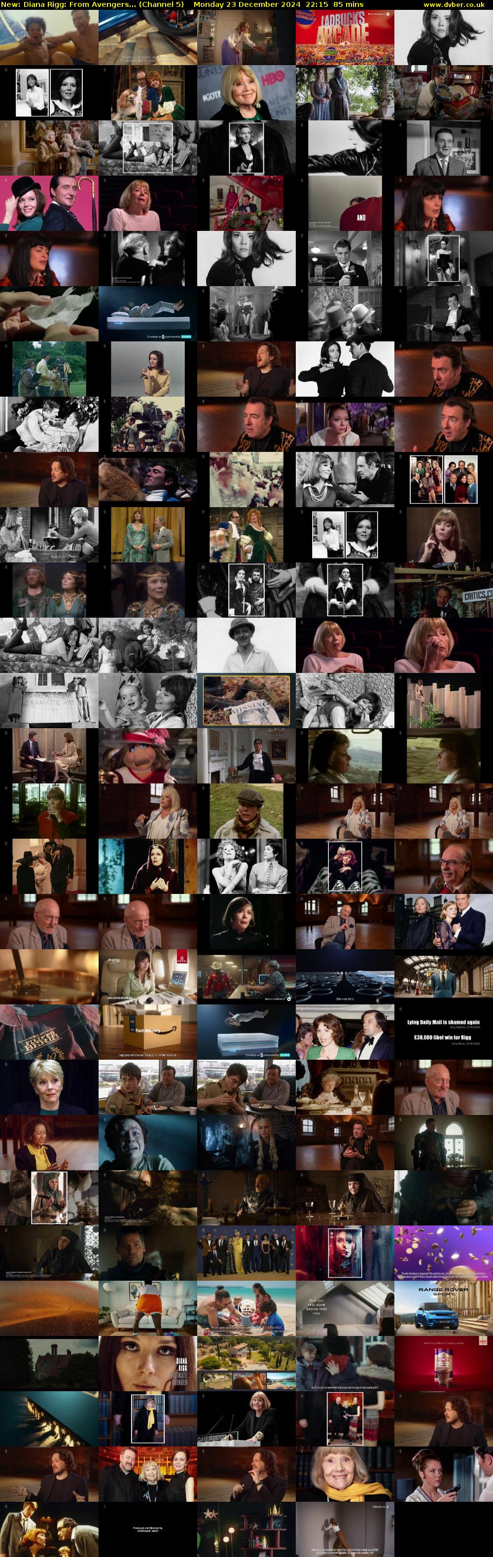 Diana Rigg: From Avengers... (Channel 5) Monday 23 December 2024 22:15 - 23:40