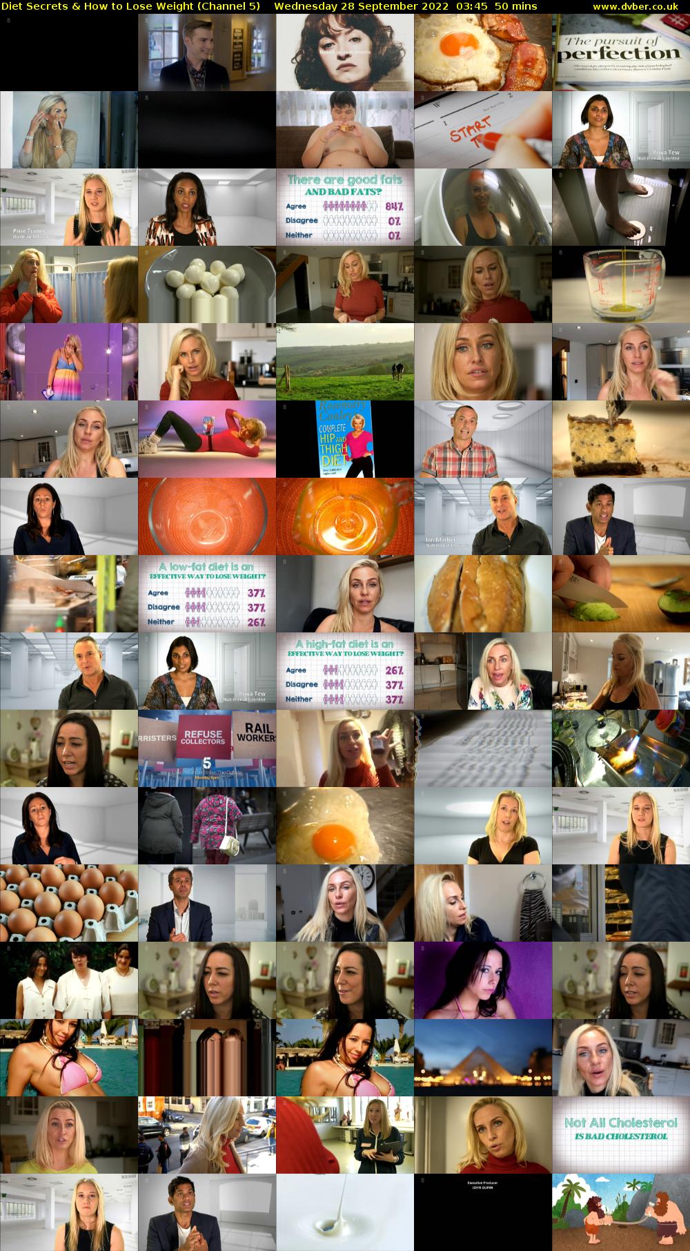 Diet Secrets & How to Lose Weight (Channel 5) Wednesday 28 September 2022 03:45 - 04:35