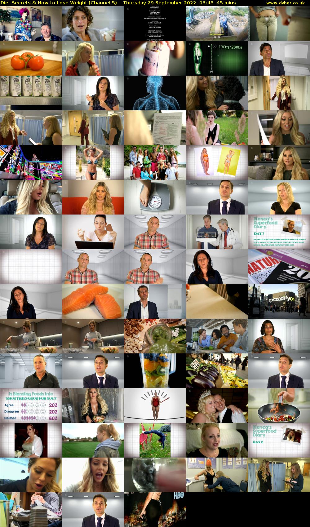 Diet Secrets & How to Lose Weight (Channel 5) Thursday 29 September 2022 03:45 - 04:30