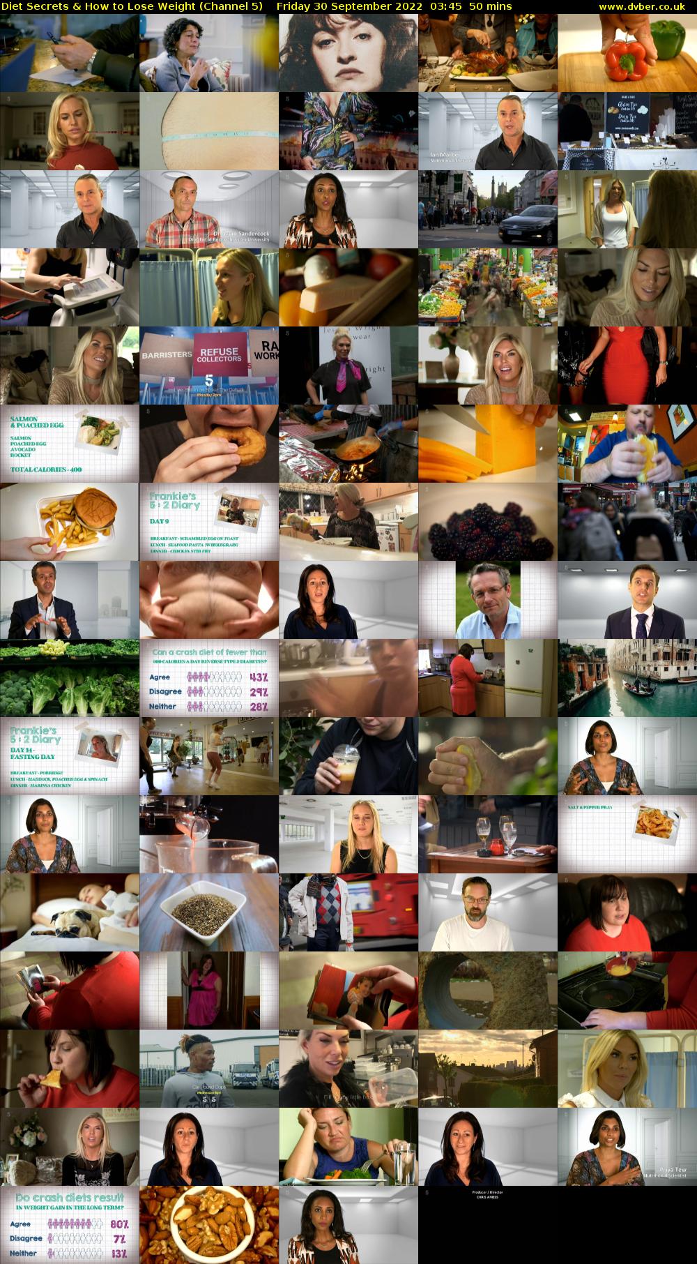 Diet Secrets & How to Lose Weight (Channel 5) Friday 30 September 2022 03:45 - 04:35