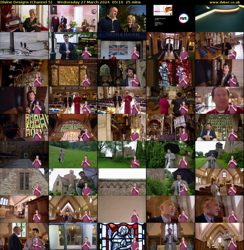Divine Designs (Channel 5) Wednesday 27 March 2024 05:10 - 05:35