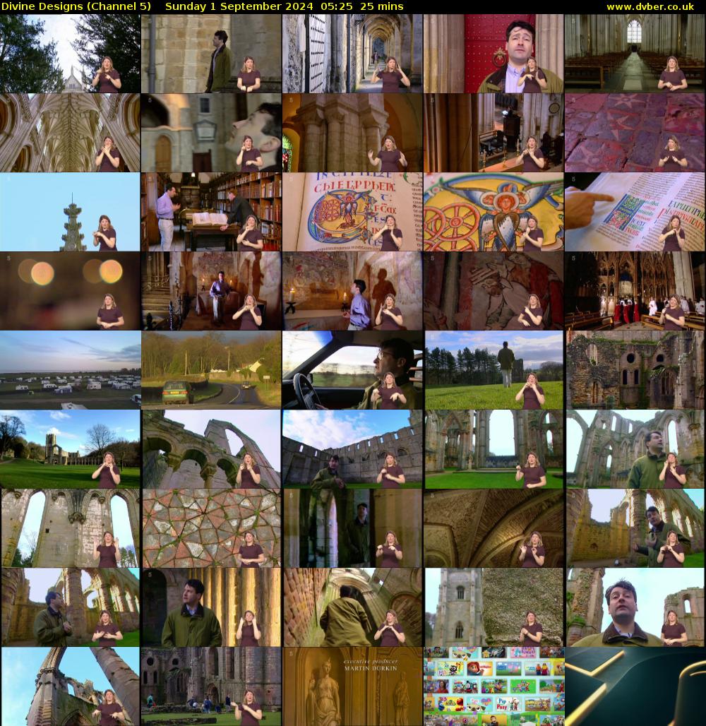 Divine Designs (Channel 5) Sunday 1 September 2024 05:25 - 05:50