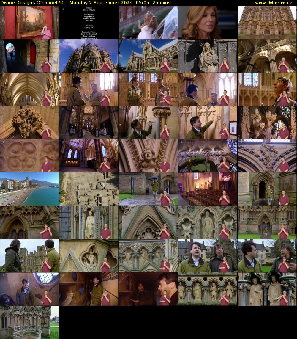 Divine Designs (Channel 5) Monday 2 September 2024 05:05 - 05:30