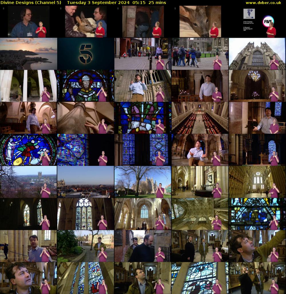 Divine Designs (Channel 5) Tuesday 3 September 2024 05:15 - 05:40