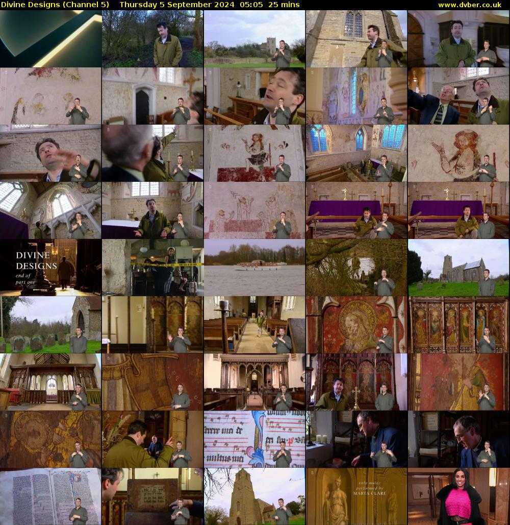 Divine Designs (Channel 5) Thursday 5 September 2024 05:05 - 05:30