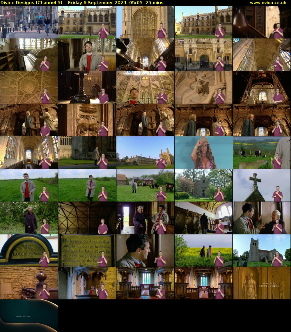 Divine Designs (Channel 5) Friday 6 September 2024 05:05 - 05:30