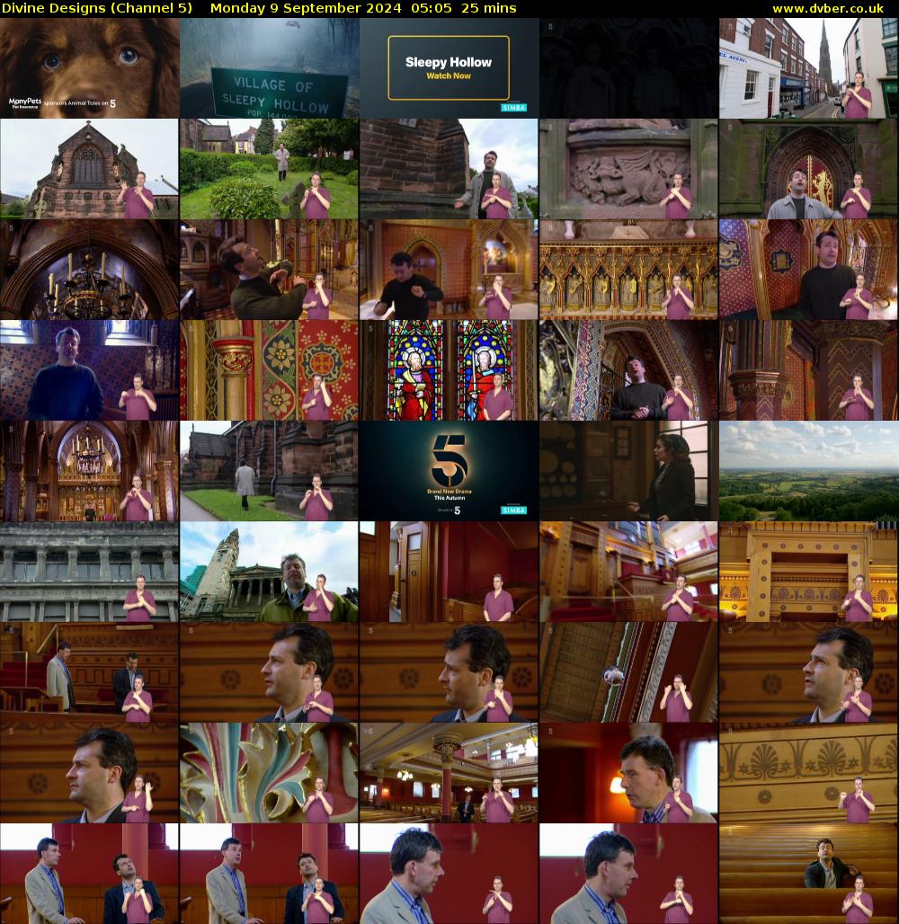 Divine Designs (Channel 5) Monday 9 September 2024 05:05 - 05:30